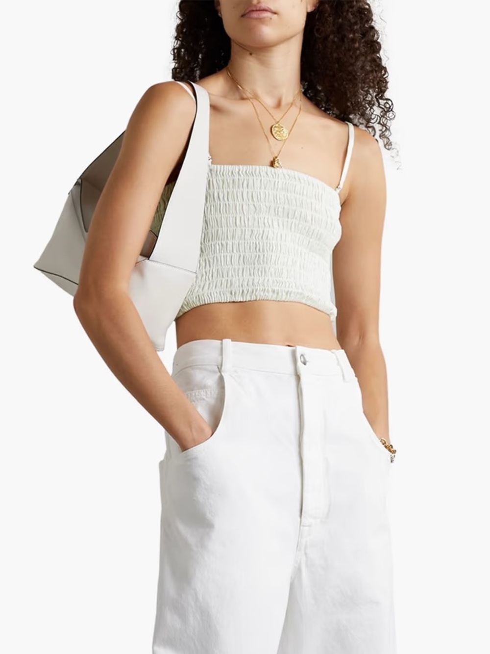 ATM Anthony Thomas Melillo Cropped Shirred Linen Tank SZ M NWT
